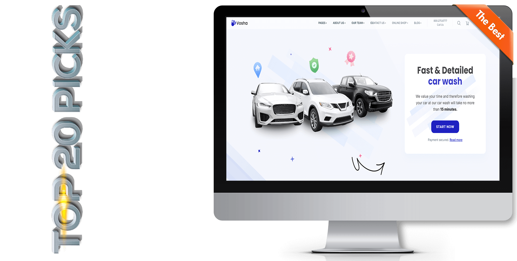 A website design in Automotive Detailing named Vosha