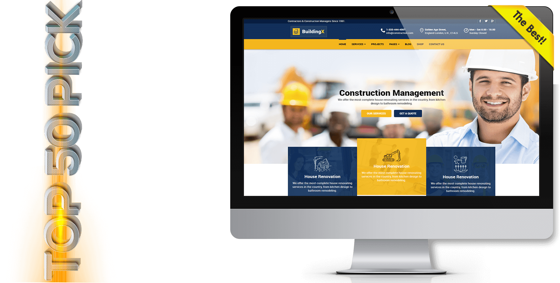 A website design in construction named BuildingX