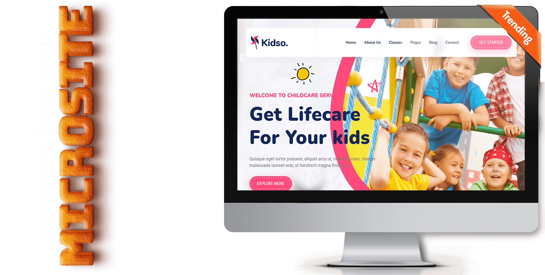 A website design in Child Care called Kidso