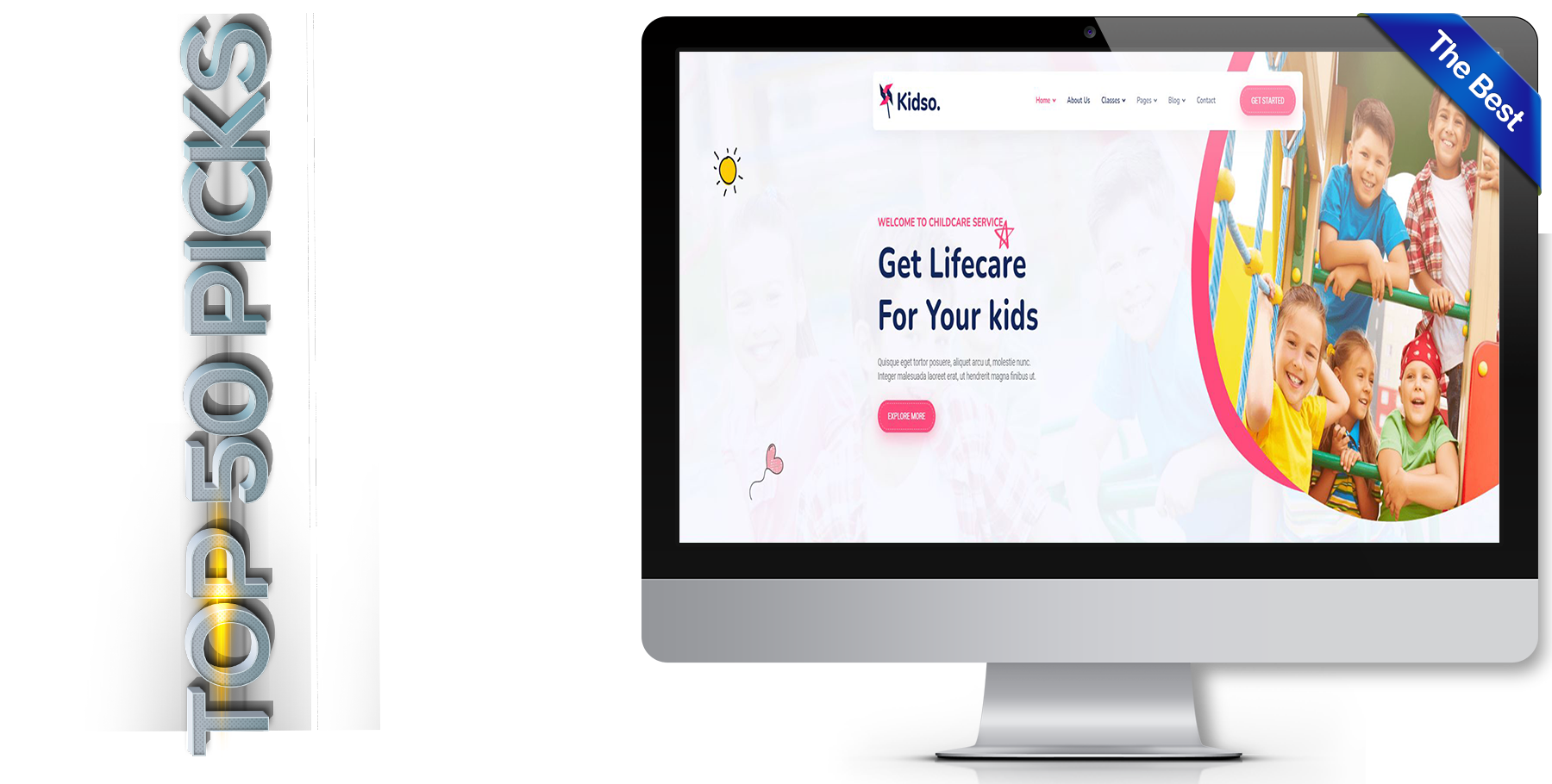A website design in Child Care called Kidso