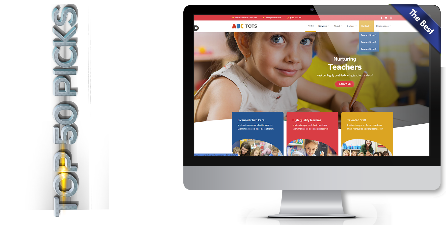 A website design in Child Care called ABC Tots