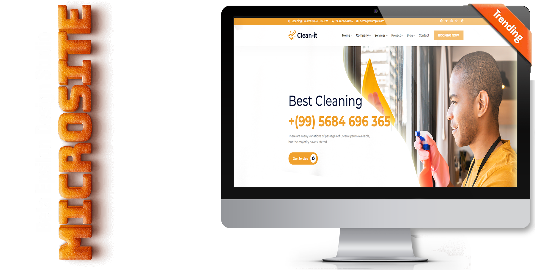 A website design in Cleaning service called cleanit