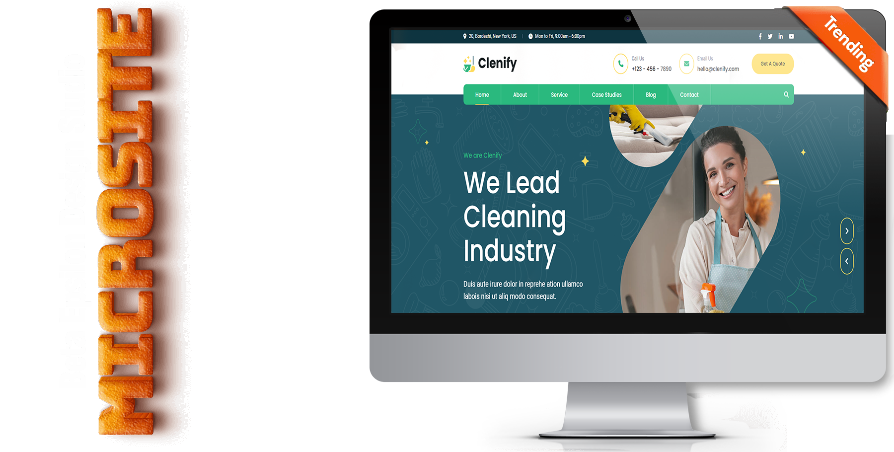 A website design in Cleaning service called clenify