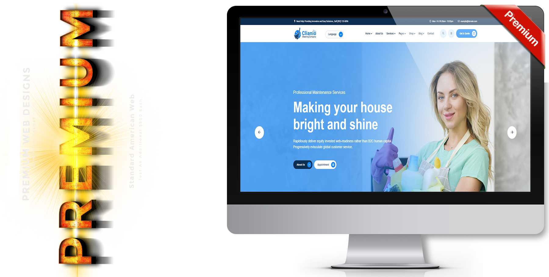 A website design in Cleaning Service