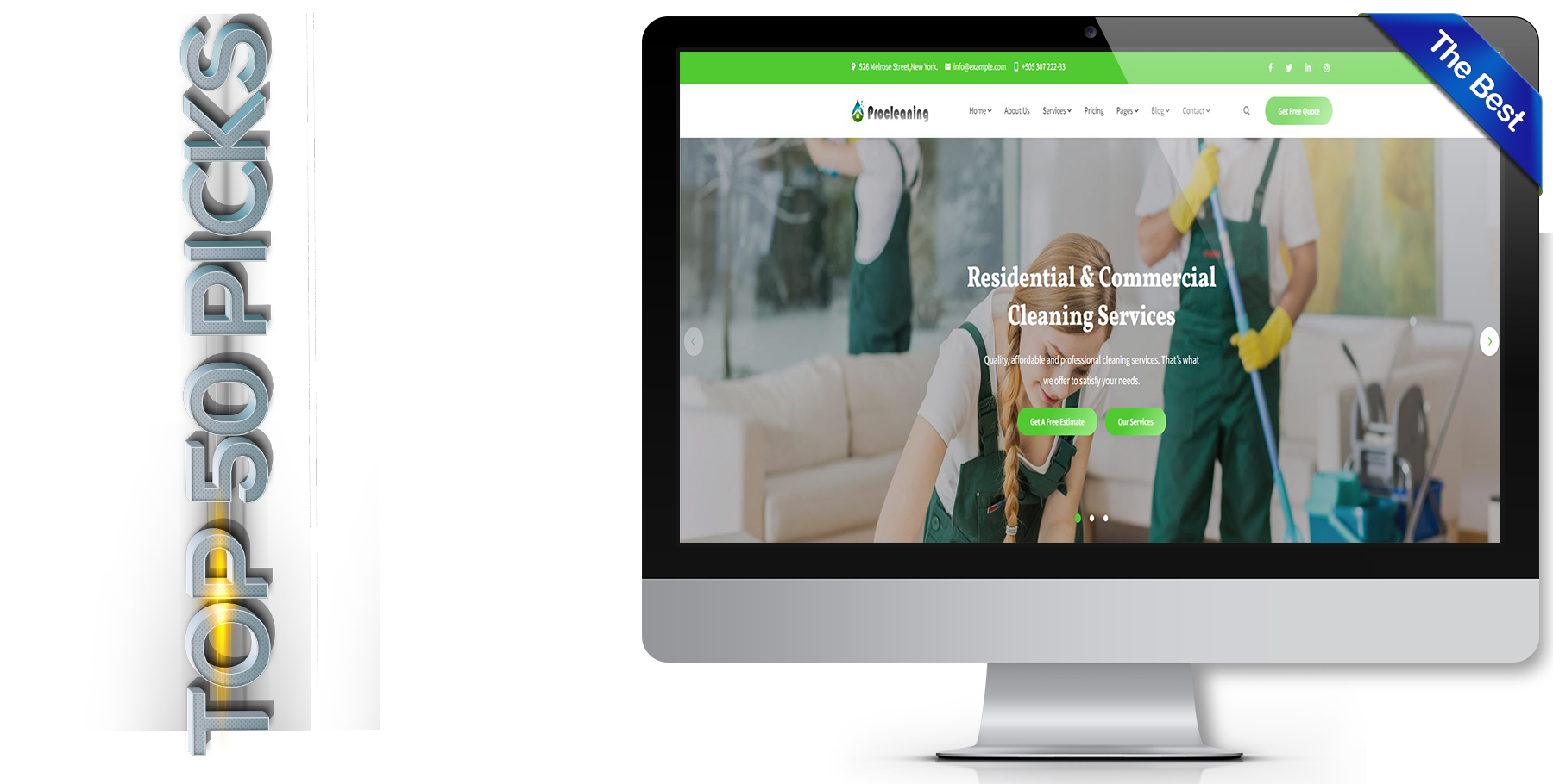 A website design in Cleaning Service called Pro Cleaning