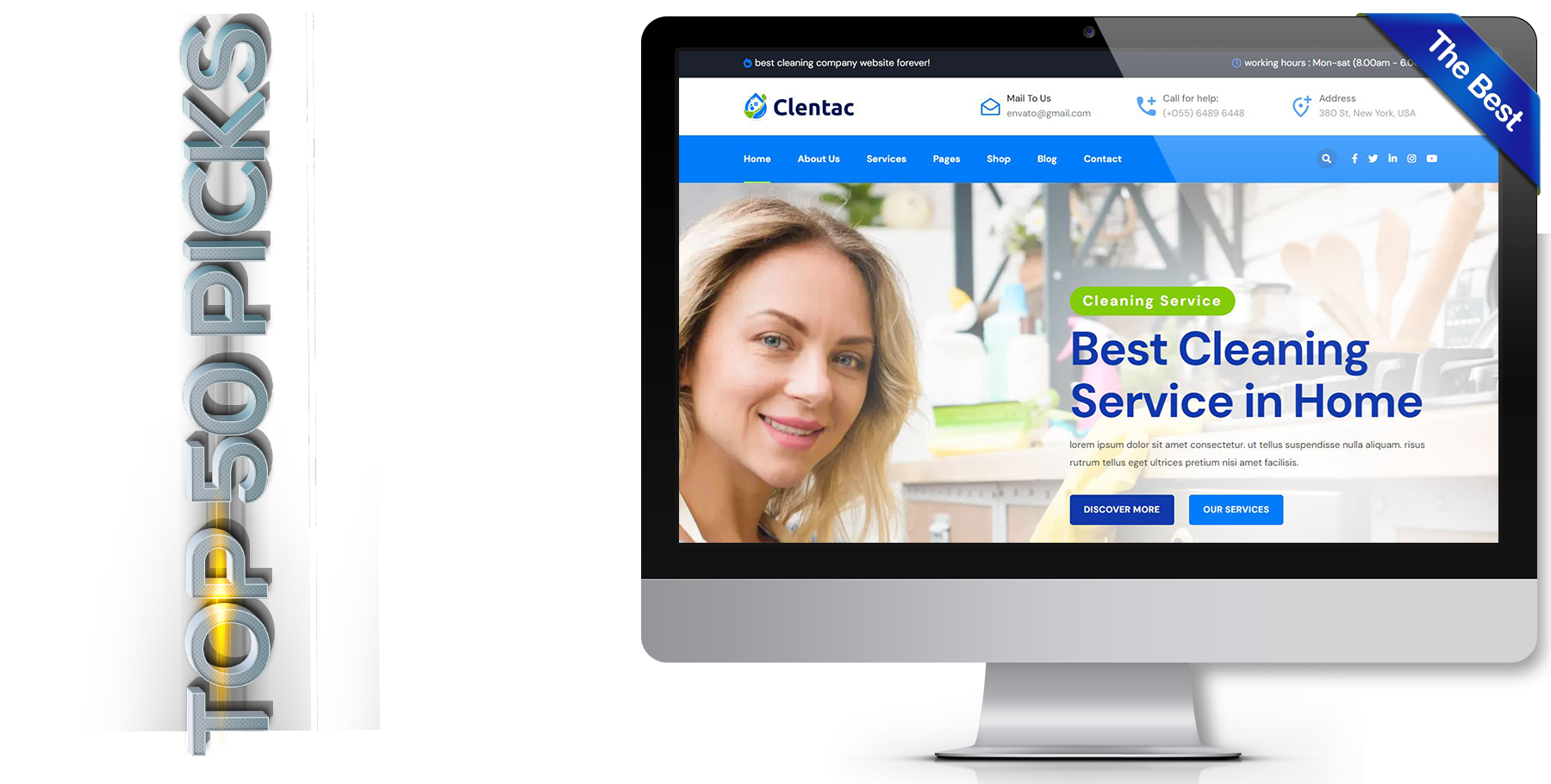 A website design in Cleaning Service called Clentac