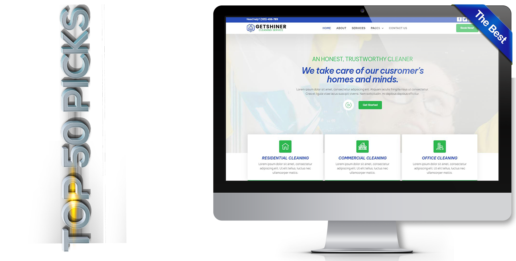 A website design in Cleaning Service called GetShiner