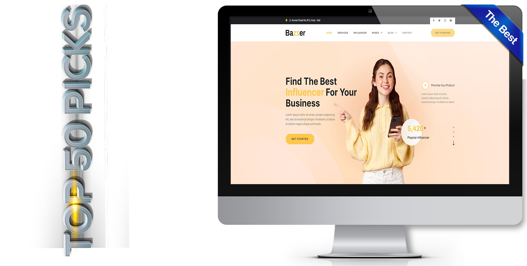 A website design in influencer called bazzer
