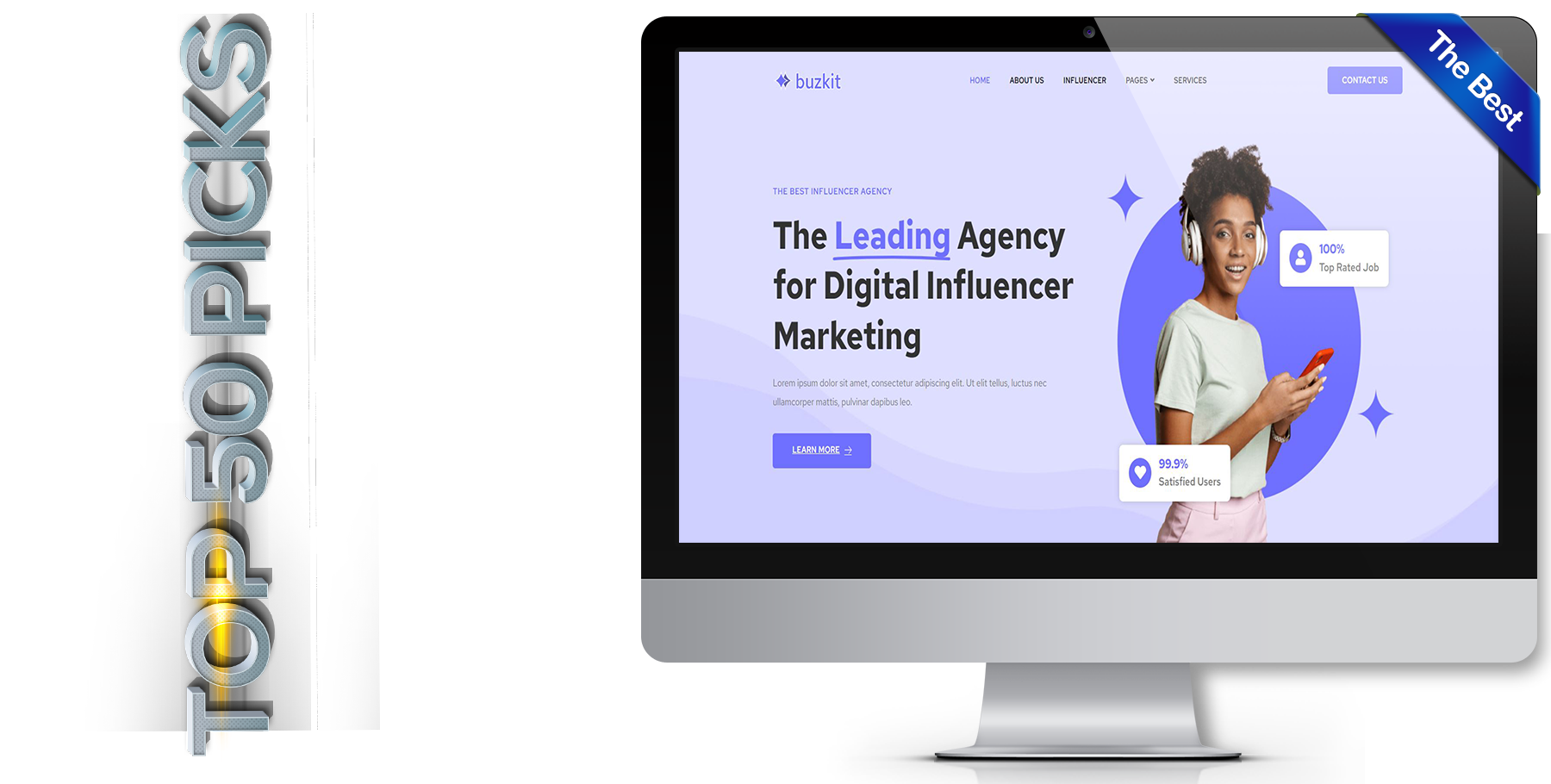 A website design in influencer called buzkit
