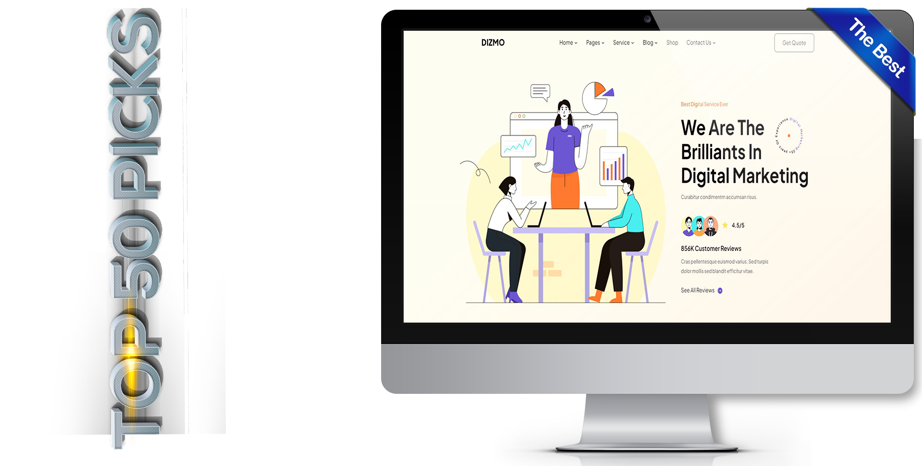 A website design in influencer dizmo