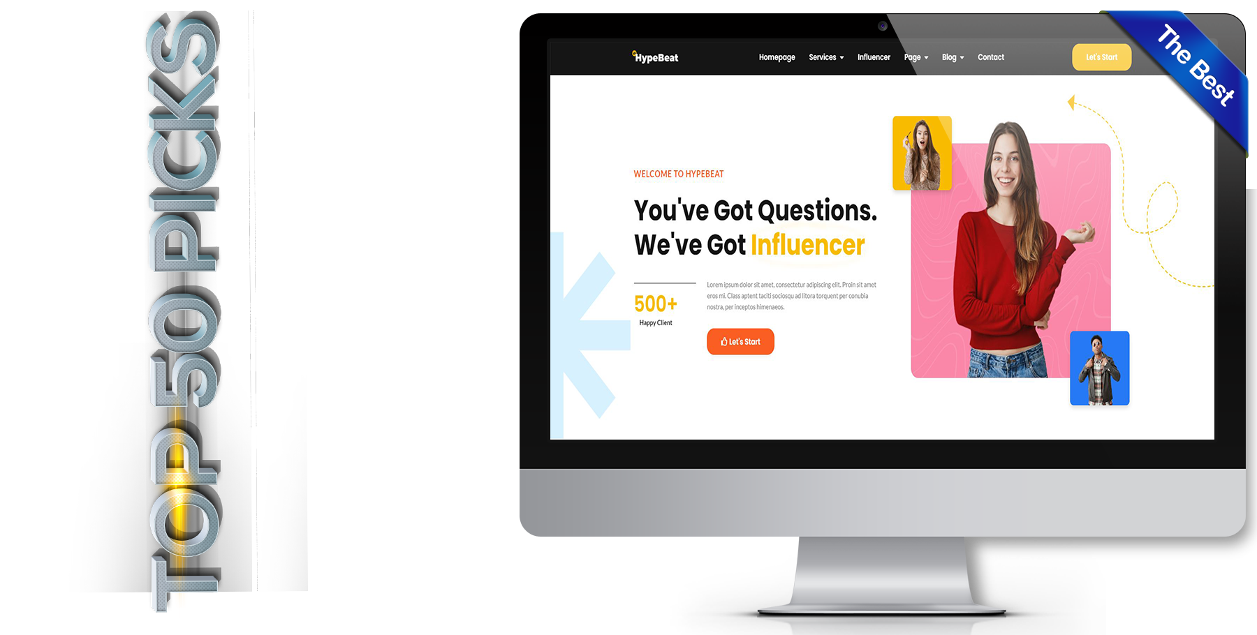 A website design in influencer called hypebeat