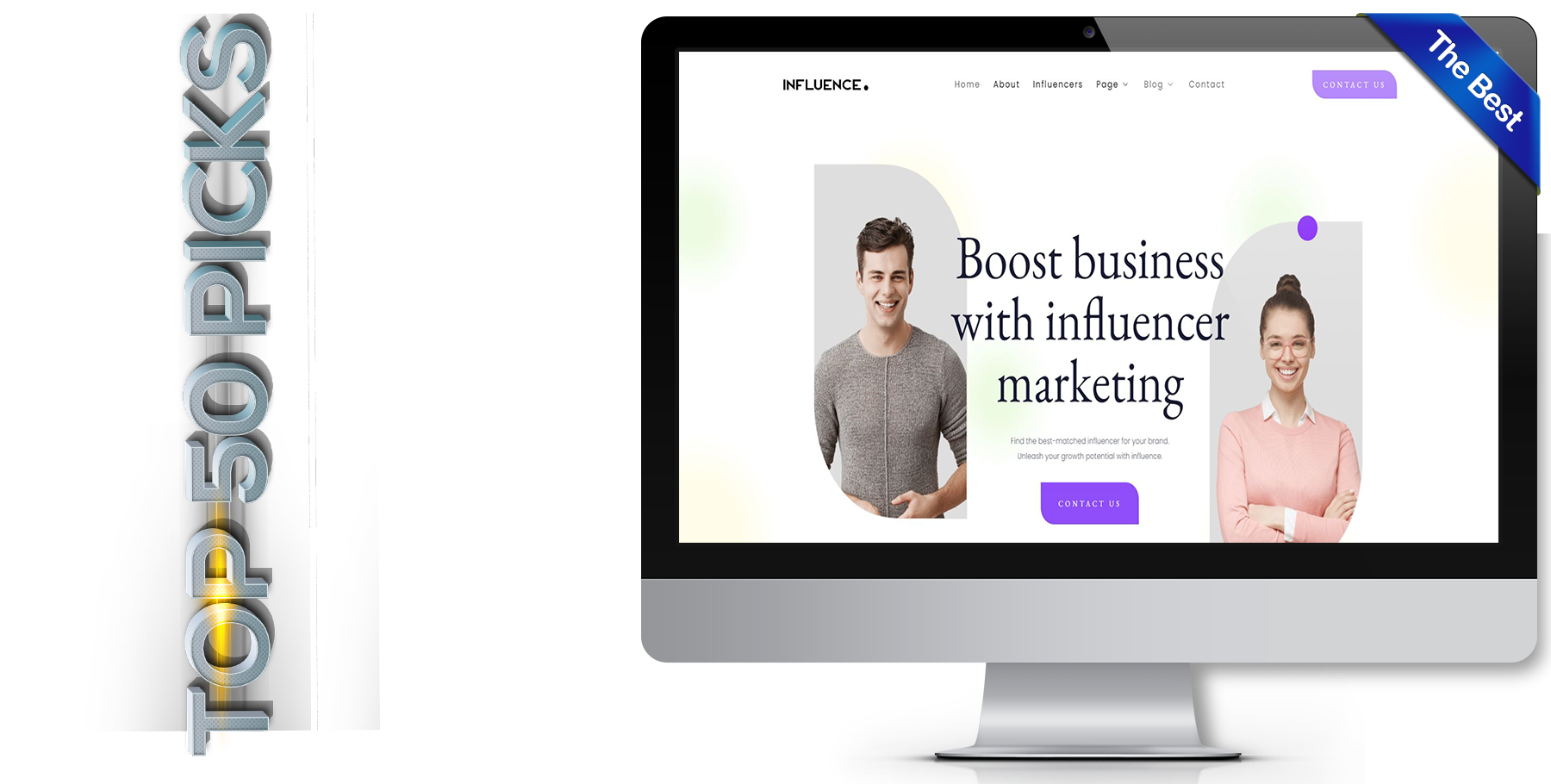 A website design in influencer called influence