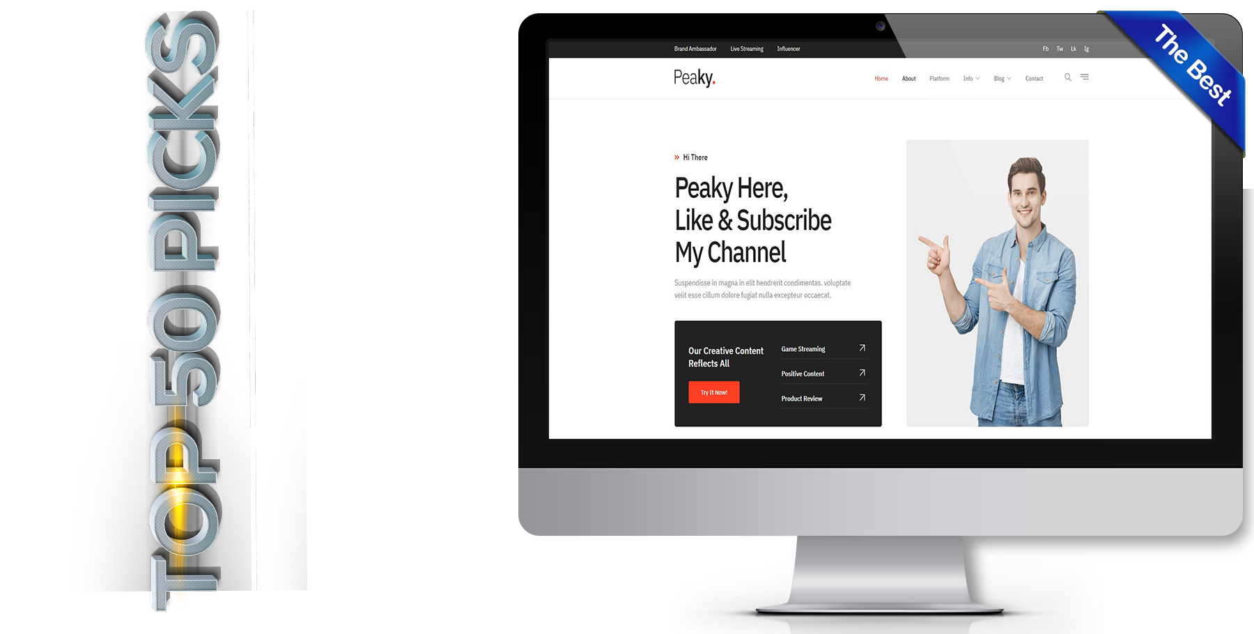 A website design in influencer called peaky