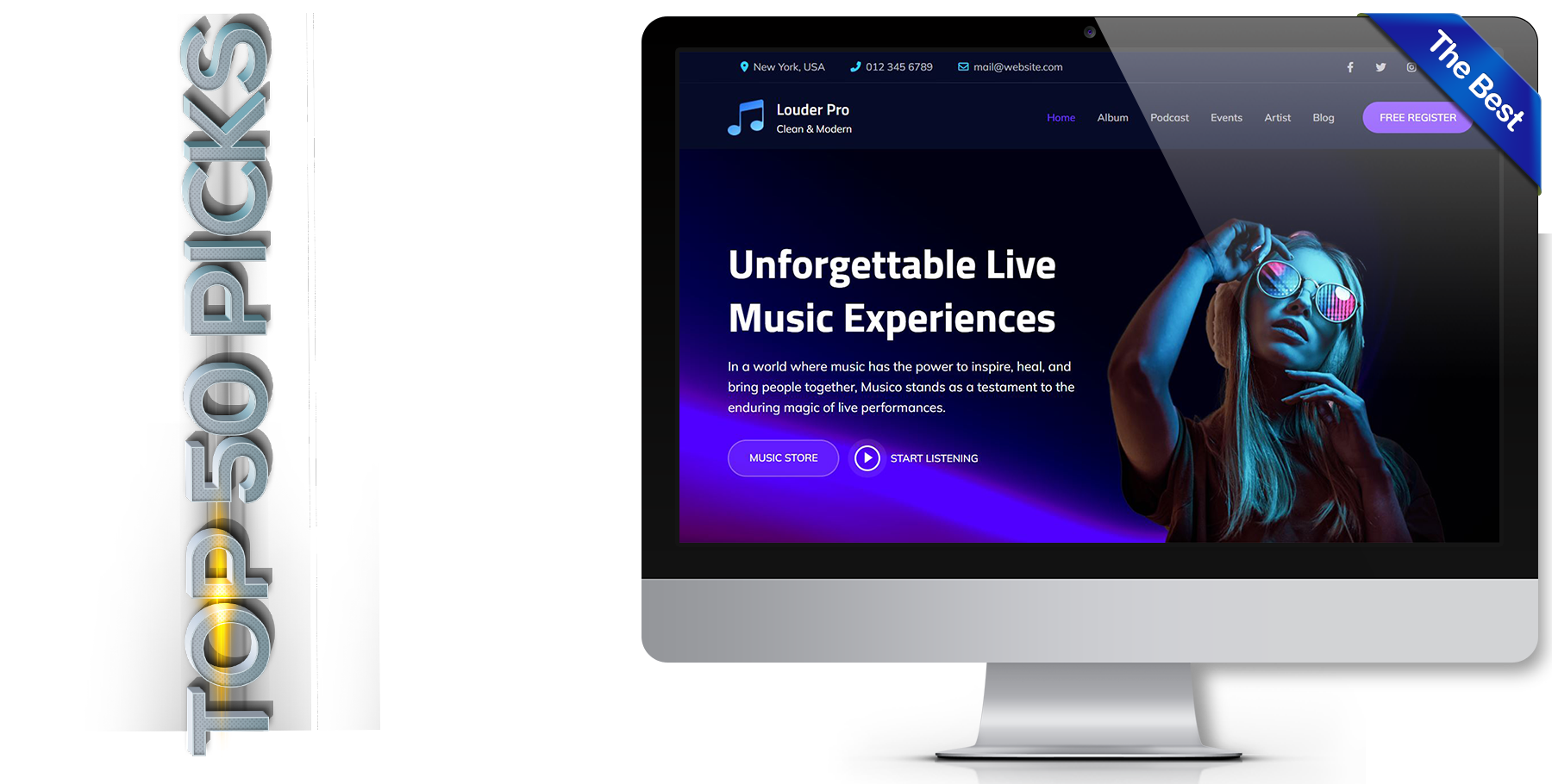 A website design in music called Louder Pro