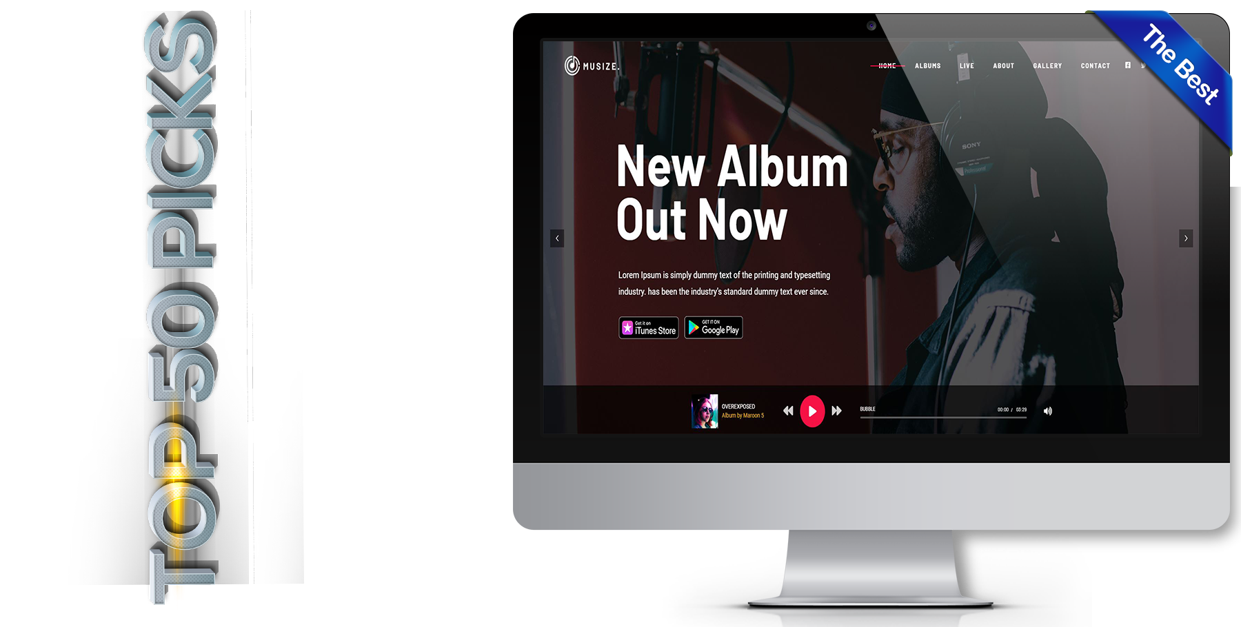 A website design in music called musize