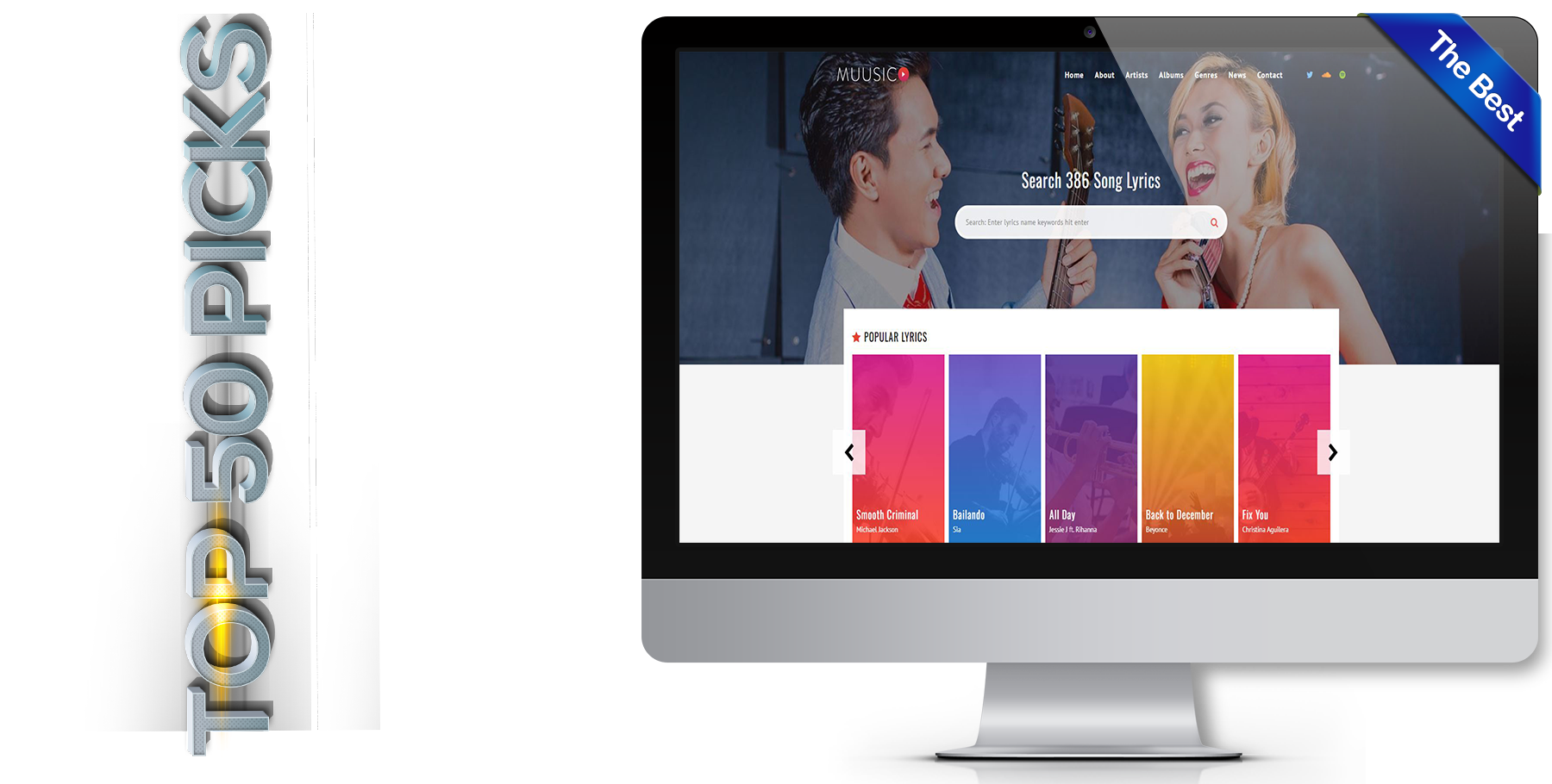 A website design in music called Muusico 