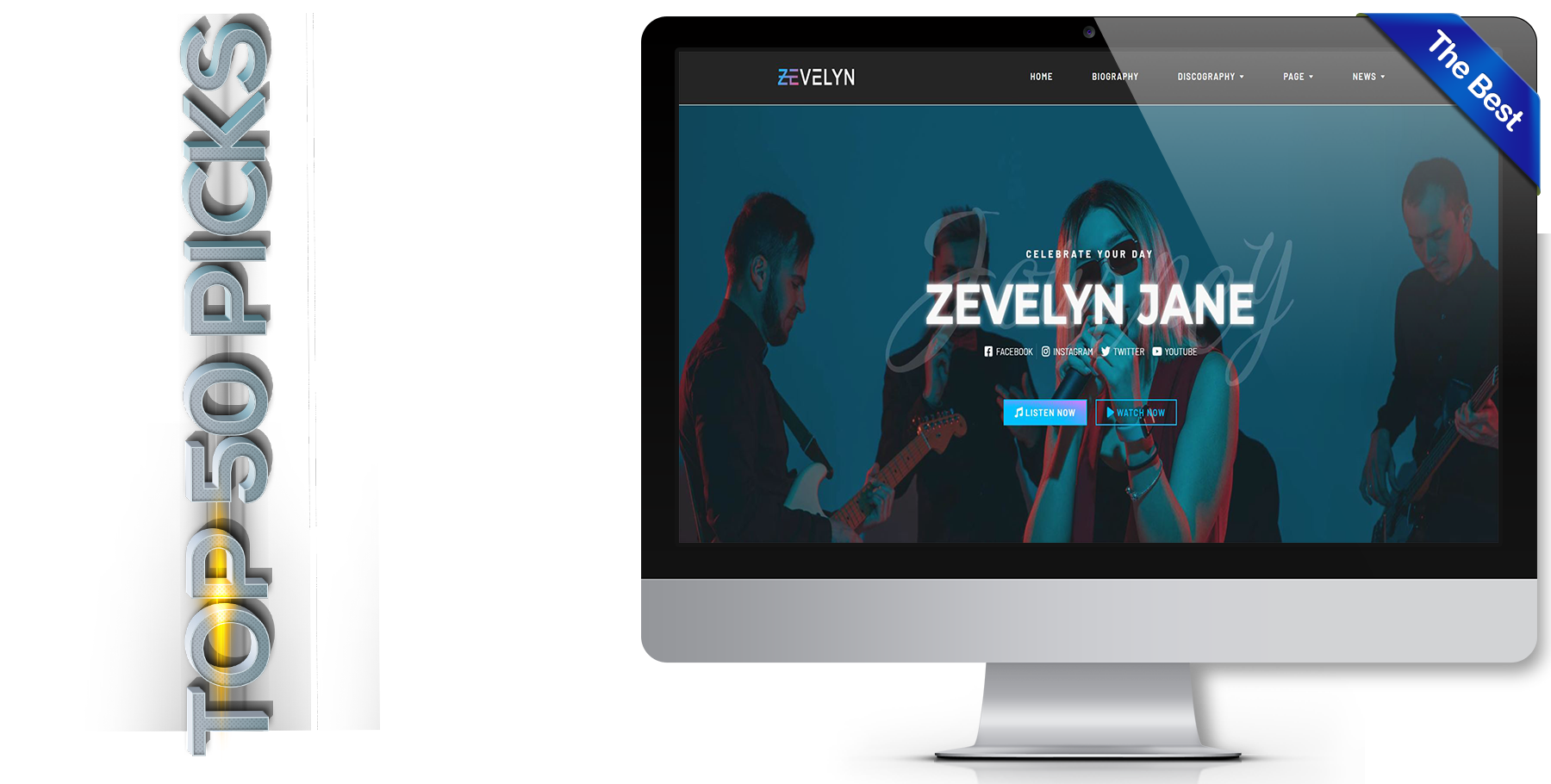 A website design in music called Zevelyn