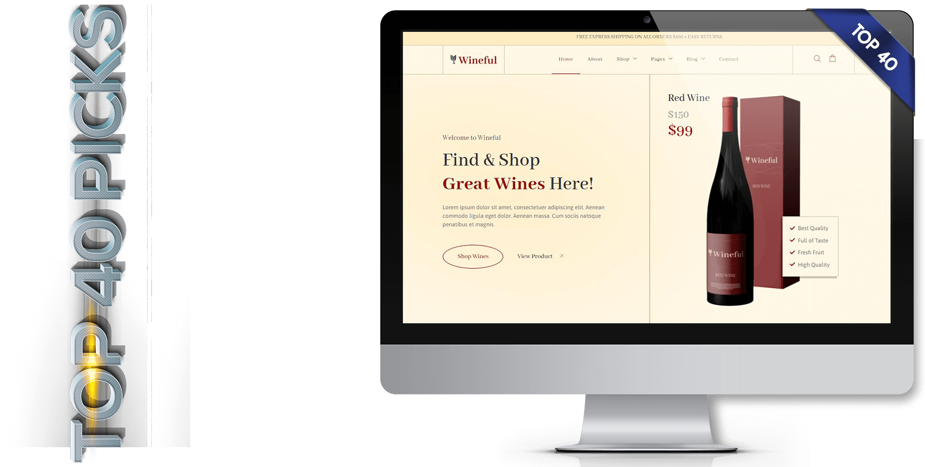 A website design called Wineful