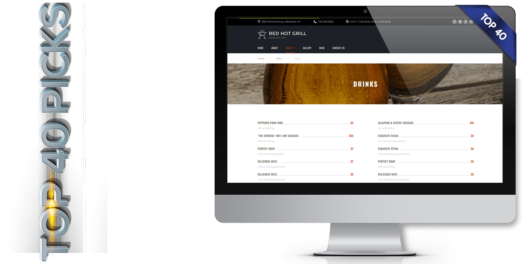A website design called Red Hot Grill