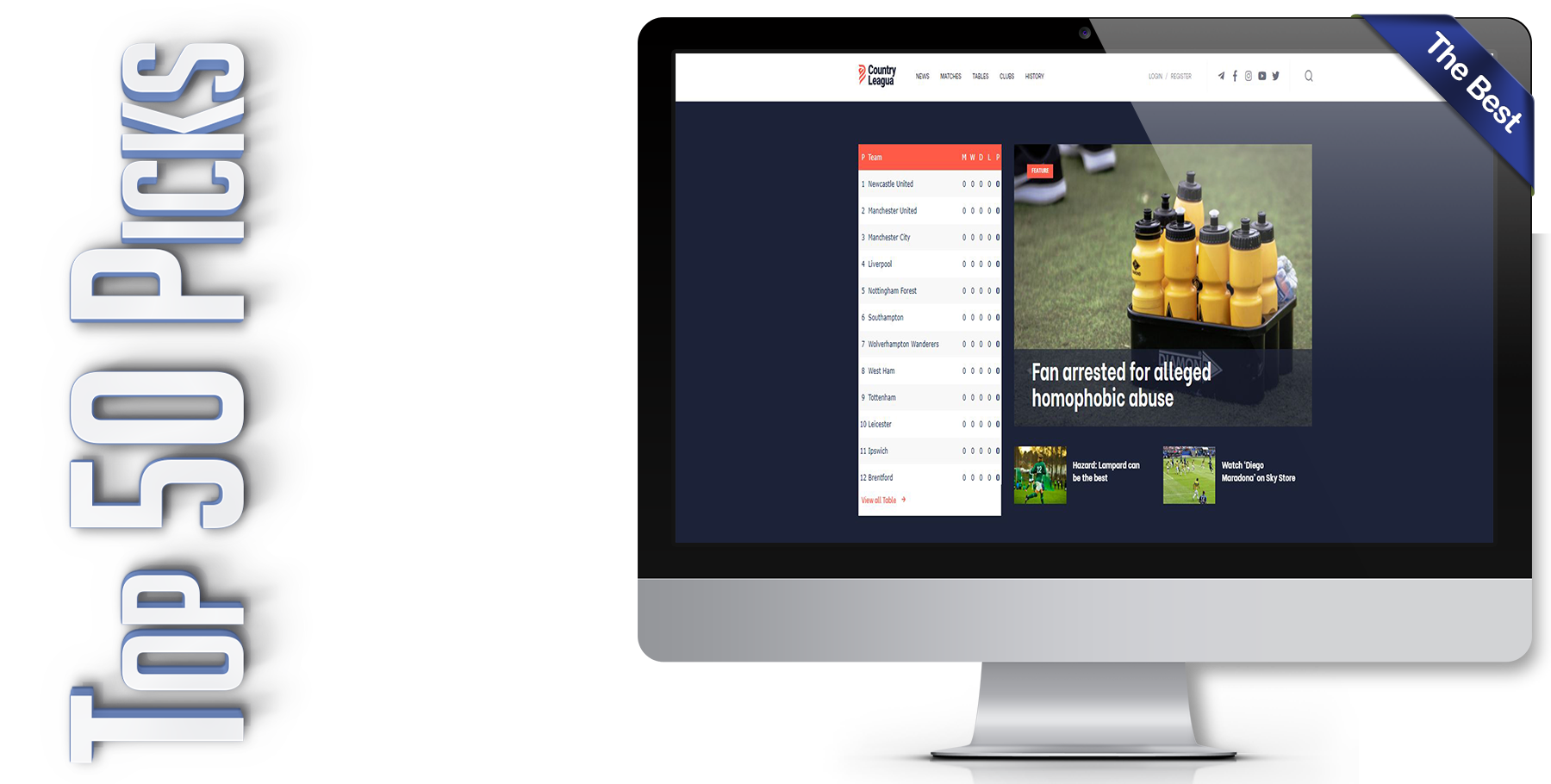 A website design in WordPress named LEAGUA