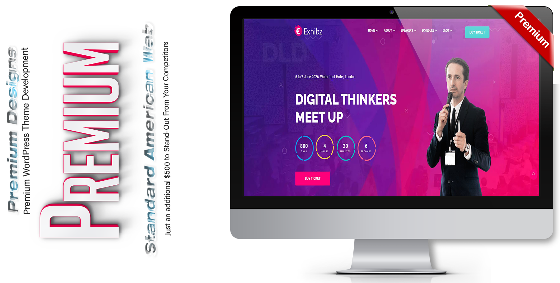 A website design in WordPress named EXHIBZ