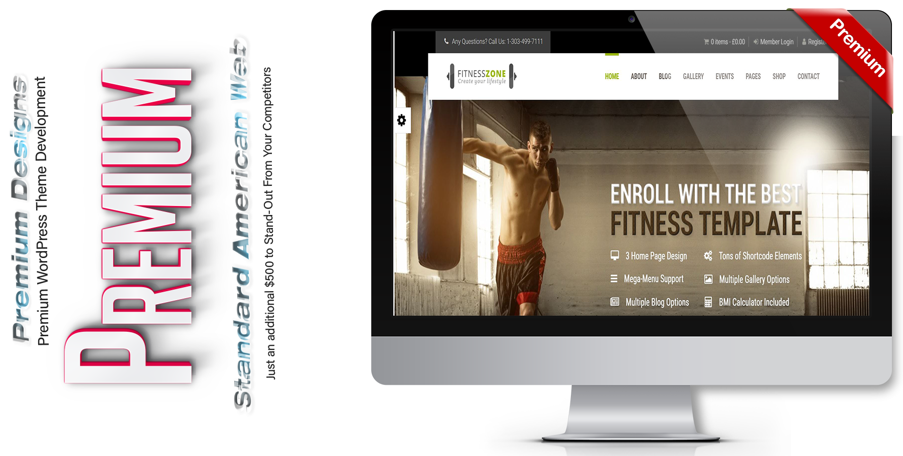 A website design in WordPress named FITNESS